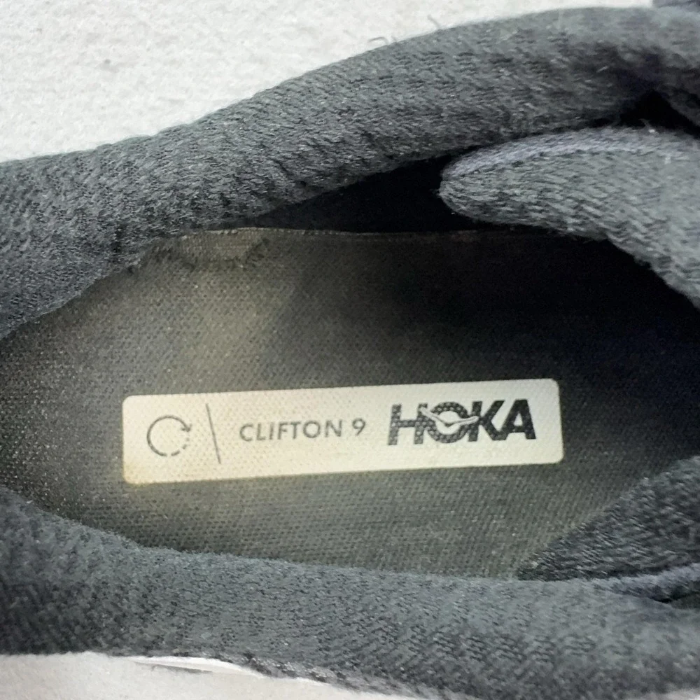 Hoka One One Clifton 9 Wide Shoes Mens Size 12 Black Running Cushioned Sneakers